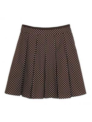 SK-270 กระโปรงแฟชั่น&ทำงาน ทรงบาน ผ้าคอตต้อนญี่ปุ่นพิมพ์จุดขาวพื้นน้ำตาลเข้ม