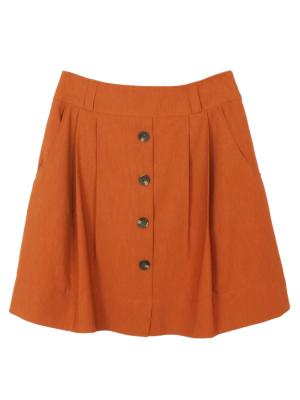 SK-187 กระโปรงแฟชั่น&ทำงาน ทรงบาน ผ้า CHANEL สีส้มอิฐ มีกระเป๋าล้วงได้ 2 ข้าง