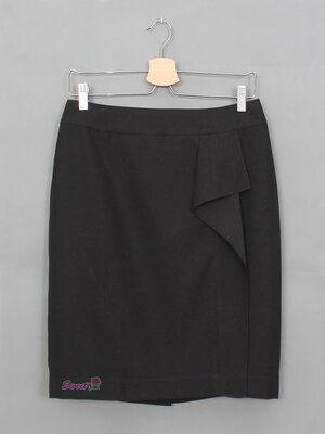 SK-505 กระโปรงทรงสอบ ผ้าเมแกนสีดำ