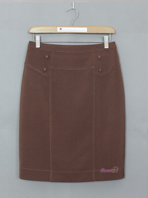 SK-500 กระโปรงทรงสอบ ผ้า Micro สีน้ำตาล