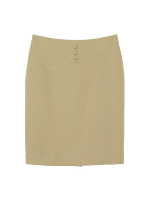 SK-456 กระโปรงทรงสอบ ผ้า Double Twist สีเบจ