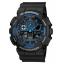 CASIO G-SHOCK รุ่น GA-100-1A2DR สีดำ น้ำเงิน สายด้าน สินค้าของเเท้ รับประกันศูนย์ CMG