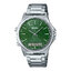 CASIO Anloq & digital รุ่น MTP-VC01D-3EUDF สองระบบ เข็ม ดิจิตอล สีเงิน หน้าปัดสีเขียว สายสแตนเลส สินค้าของเเท้ รับประกันสูนย์ CMG 1 ปี