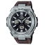 CASIO G-SHOCK รุ่น GST-S130L-1ADR สีเงิน สายหนังสีน้ำตาล สินค้าของเเท้ รับประกันศูนย์ CMG