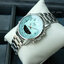 CASIO รุ่น AMW-880D-2A2VDF กรอบสีเงิน สายสเเตนเลส สีเงิน จอสีฟ้า เขียว tiffany blue สินค้าใหม่ ของเเท้ รับประกันศูนย์ CMG 1 ปี