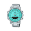 CASIO รุ่น AMW-880D-2A2VDF กรอบสีเงิน สายสเเตนเลส สีเงิน จอสีฟ้า เขียว tiffany blue สินค้าใหม่ ของเเท้ รับประกันศูนย์ CMG 1 ปี