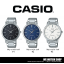 CASIO Standard รุ่น MTP-E145D-1ADF สีเงิน หน้าปัดดำ สายสแตนเลส สินค้าของเเท้