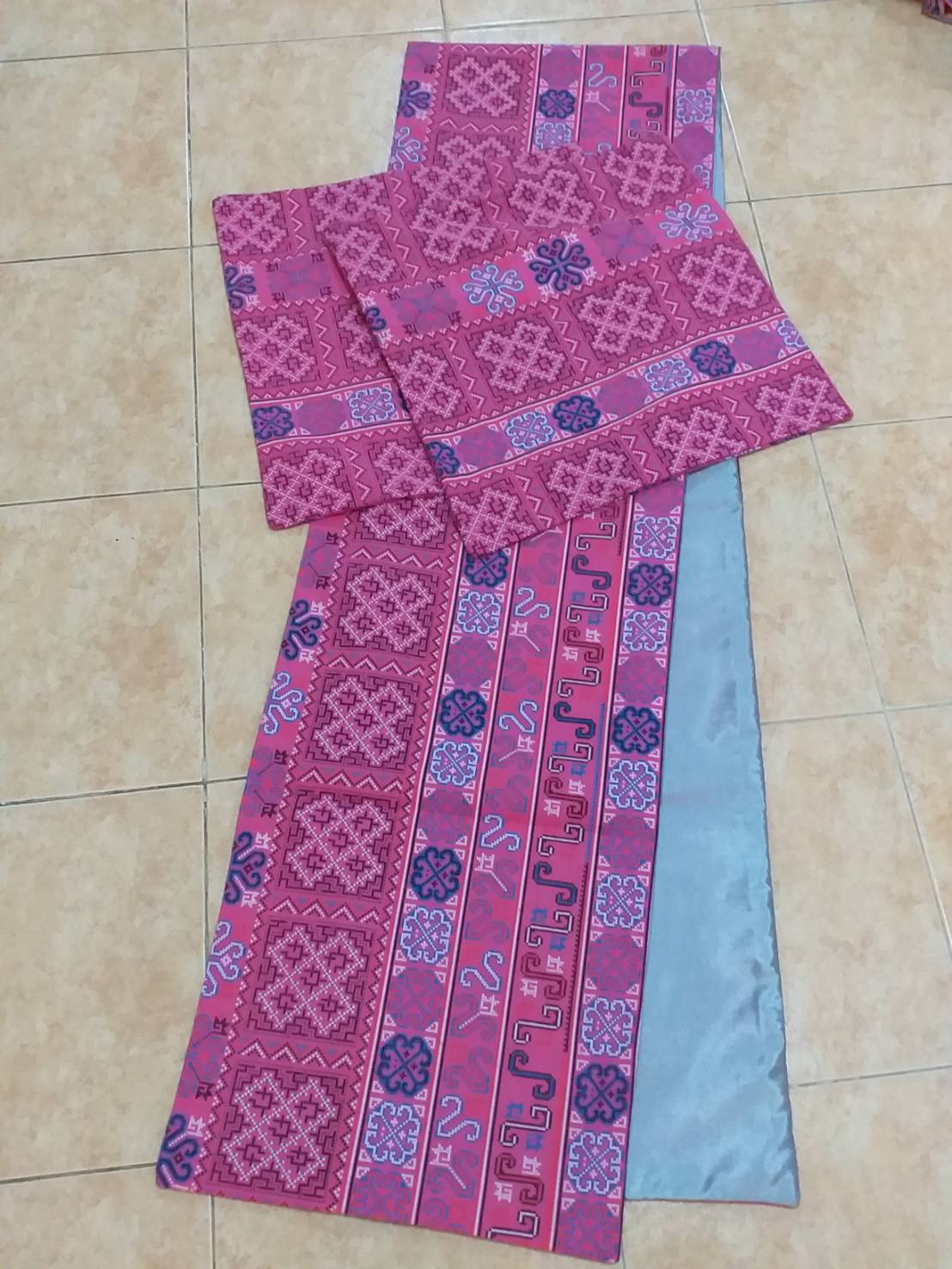 เช็ทผ้าฝ้ายอาข่าสีชมพู