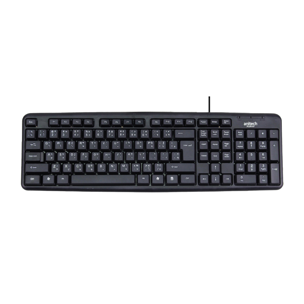 ANITECH คีย์บอร์ด (สีดำ) รุ่น P302 USB Port ดีไซน์กันน้ำ Key