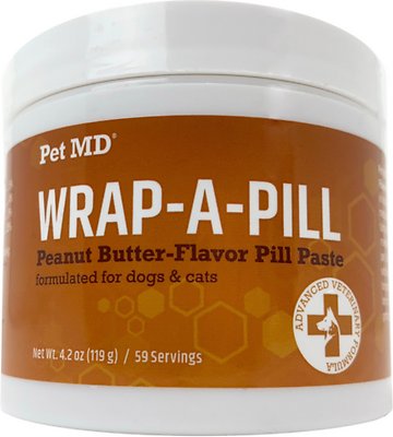 ขนมใส่ยาสุนัข / แมว Pet MD Wrap-A-Pill Peanut Butter Flavor Pill Paste Dog & Cat Supplement รสเนยถั่ว 119 กรัม