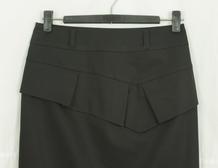 SK-163 กระโปรงแฟชั่น&ทำงาน ทรงสอบจับจีบทวิชซ้อนกัน ผ้าคอตต้อนญี่ปุ่นสีดำ