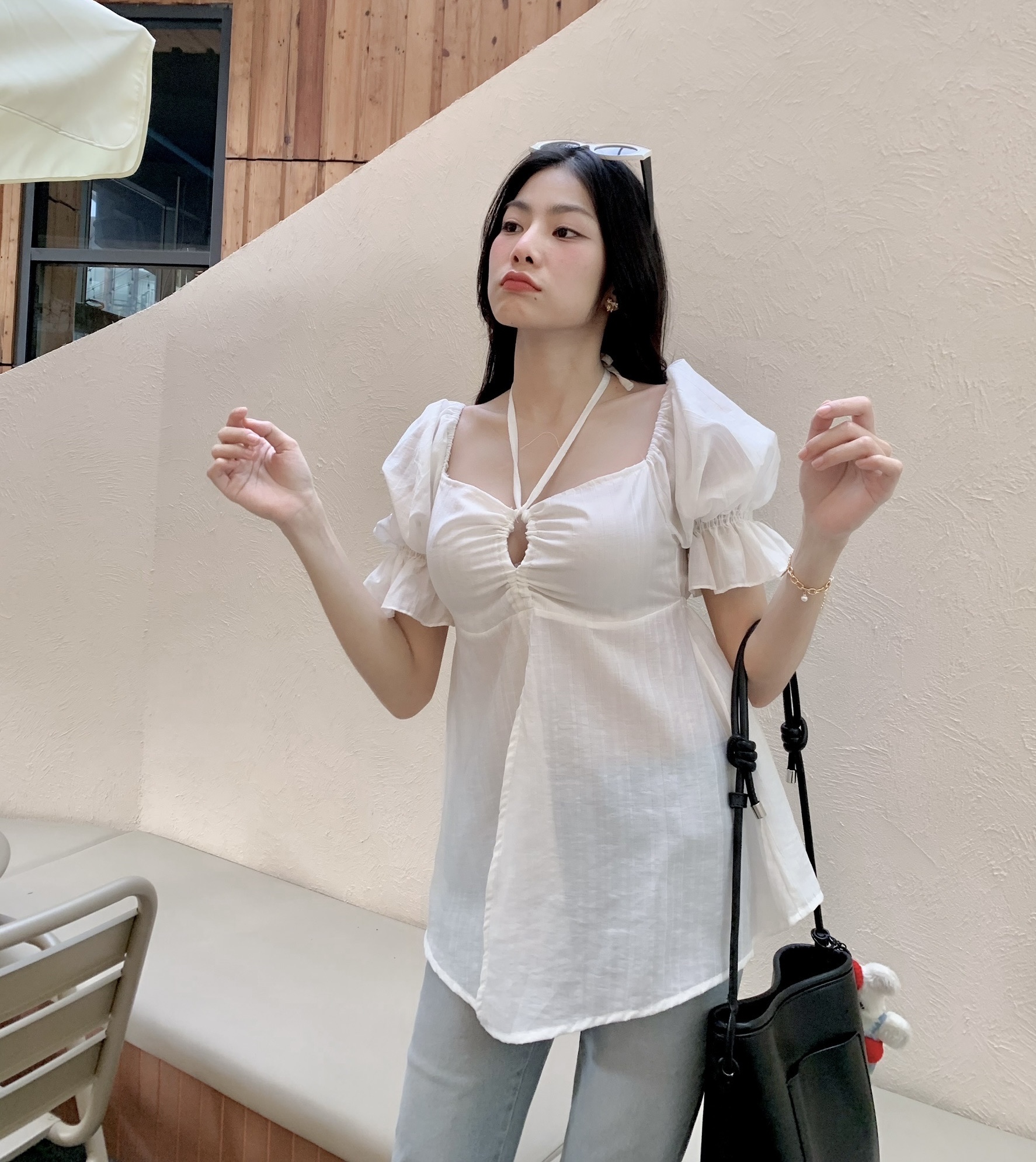 Rosia Blouse 🧀 เสื้อคอเหลี่ยม แขนจั๊มพ์