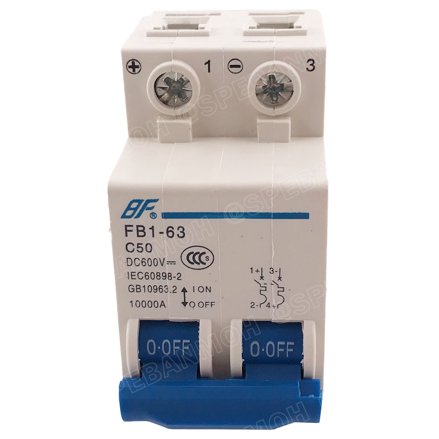 [ 1ชิ้น ] FB1-63-2P 50A BF เบรกเกอร์ ดีซี 2P 50แอมป์ 2Pole DC Breaker 600 VDC DC Circuit Breaker 2P สำหรับงาน solar cell เบรกเกอร์ไฟฟ้าโซลาร์เซลล์ DC ป้องกันกระแสเกิน ใช้ได้กับไฟฟ้ากระแสตรง DC เบรกเกอร์ 2โพล Solar Breaker เซอร์กิตเบรกเกอร์ MCB Breaker