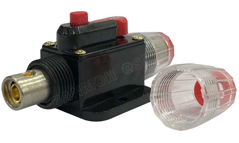 [ 1ชิ้น ] CB-01 50A กระบอกฟิวส์รถยนต์ แบบเบรคเกอร์ 50แอมป์ 12V 24V DC Breaker Automotive Fuse เข้า 1 ออก 1 Auto Fuse Car Amplifier ฟิวส์รถยนต์ เครื่องเสียงรถยนต์ กระบอก กระบอกฟิวส์รถยนต์ ฟิวส์ซับบ๊อก ฟิวส์เครื่องเสียง Car Audio Inline Circuit Breaker