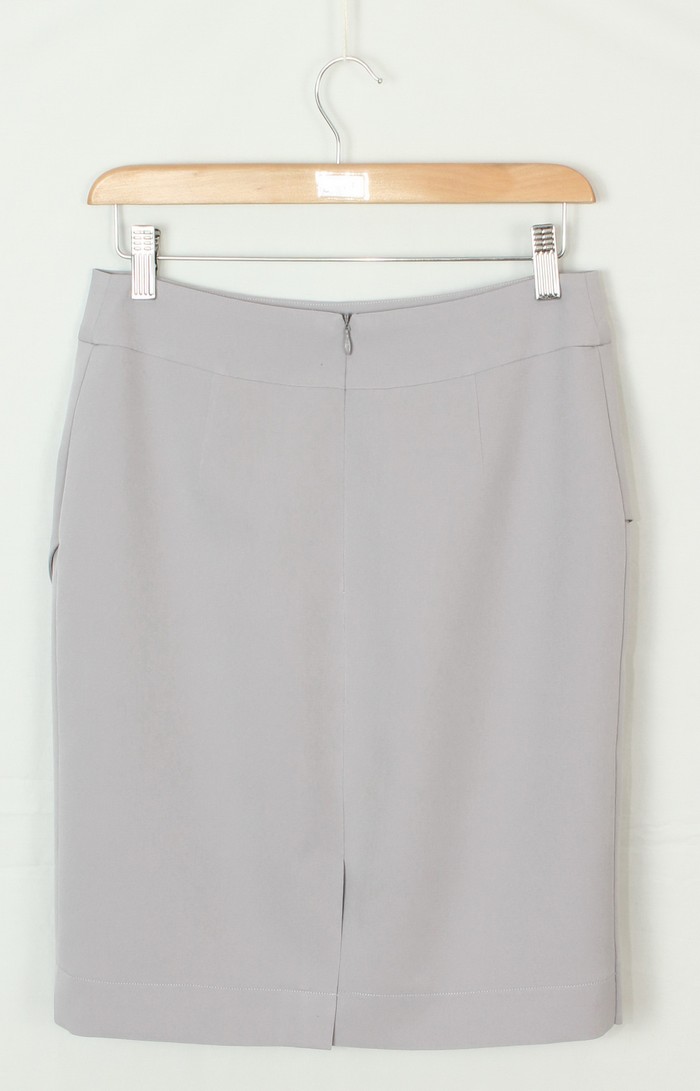 SK-205 กระโปรงแฟชั่น&ทำงาน ทรงสอบ ผ้าไหมอิตาลี สีเทา