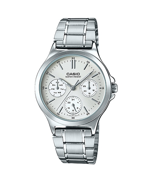 CASIO Standard รุ่น LTP-V300D-7AUDF สีเงิน หน้าจอขาว สินค้าของเเท้ รับประกันศูนย์ CMG