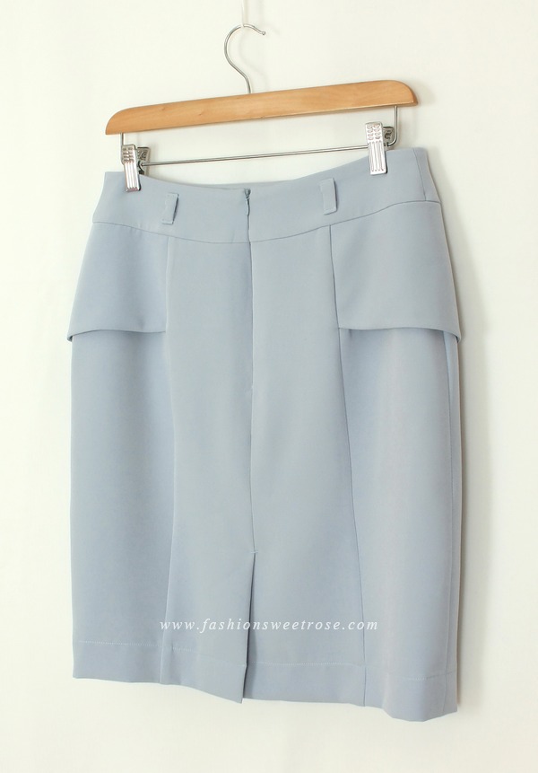 SK-453 กระโปรงแฟชั่น&ทำงาน ทรงสอบ ผ้า Double Twist สีฟ้า