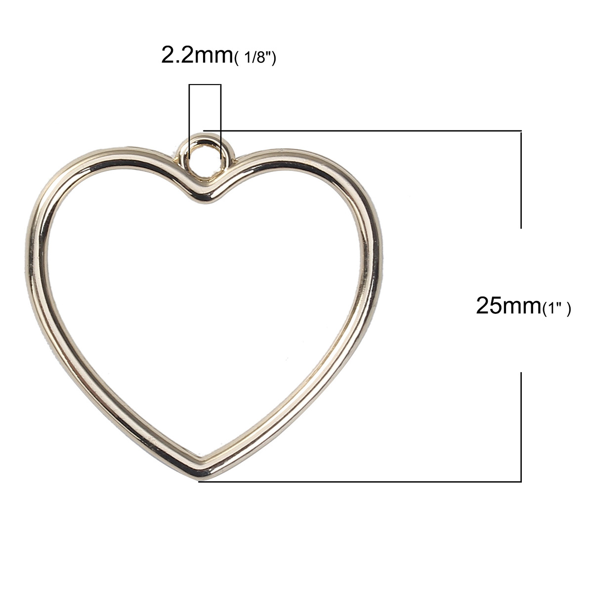 จี้ือัลลอยด์รูปหัวใจสีทอง ขนาด 25 x 25 มม. แพ็ค 5 ชิ้น