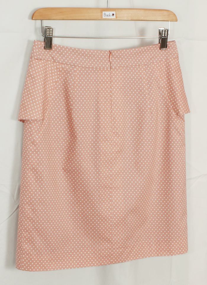 SK-197 กระโปรงแฟชั่น&ทำงาน ทรงสอบ ผ้าคอตต้อนญี่ปุ่นสีชมพูพาสเทล ด้านหน้ากระโปรงจับจีบระบาย