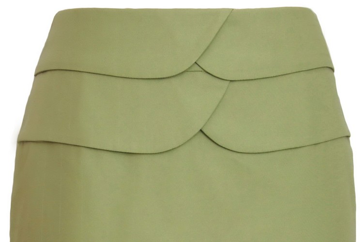 SK-096 กระโปรงแฟชั่น&ทำงาน ทรงสอบ ผ้าคอตต้อนญี่ปุ่นผสมสเปนเดคสีเขียว