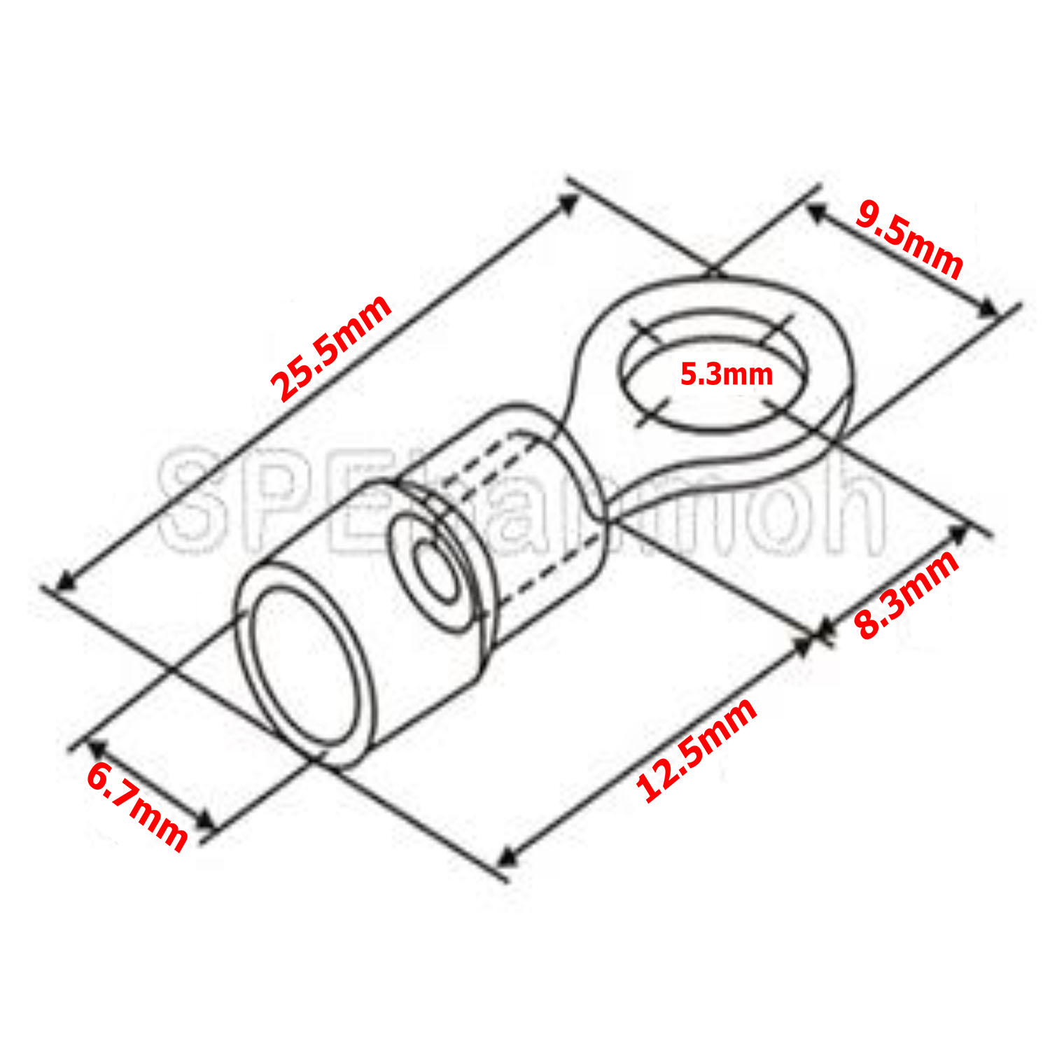 [ 100 ตัว/ถุง ] RV5.5-5 สีแดง Red สำหรับสาย 4.0-6.0 sq.mm 12-10AWG หางปลากลม หางปลาหุ้มฉนวน เทอร์มินอล หางปลาย้ำสายไฟ หางปลา หางปลากลมหุ้ม หางปลาแฉก Terminal Crimping หางปลา กลมหุ้ม หางปลาต่อสาย ขั้วต่อสายไฟ หางปลาวง หางปลา RV Spade Terminal หางปลากลม