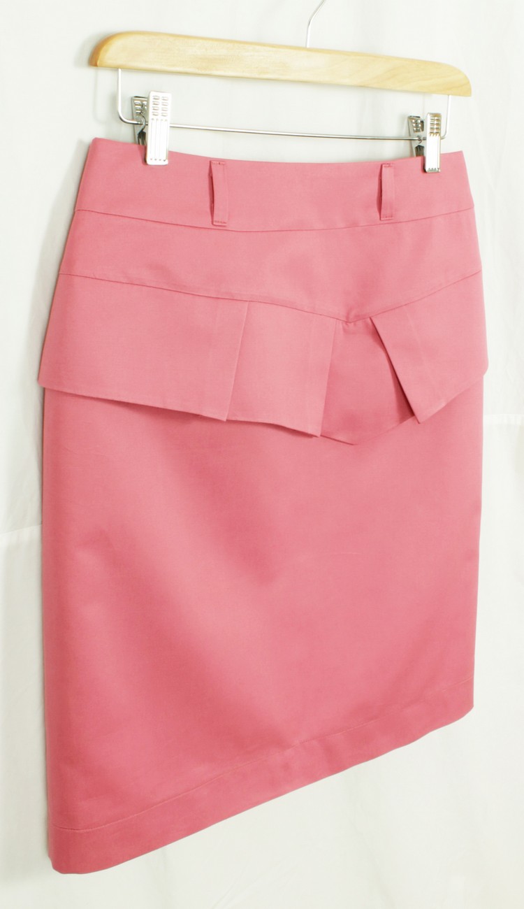 SK-160 กระโปรงแฟชั่น&ทำงาน ทรงสอบจับจีบทวิชซ้อนกัน ผ้าคอตต้อนญี่ปุ่นสี Pink Candy