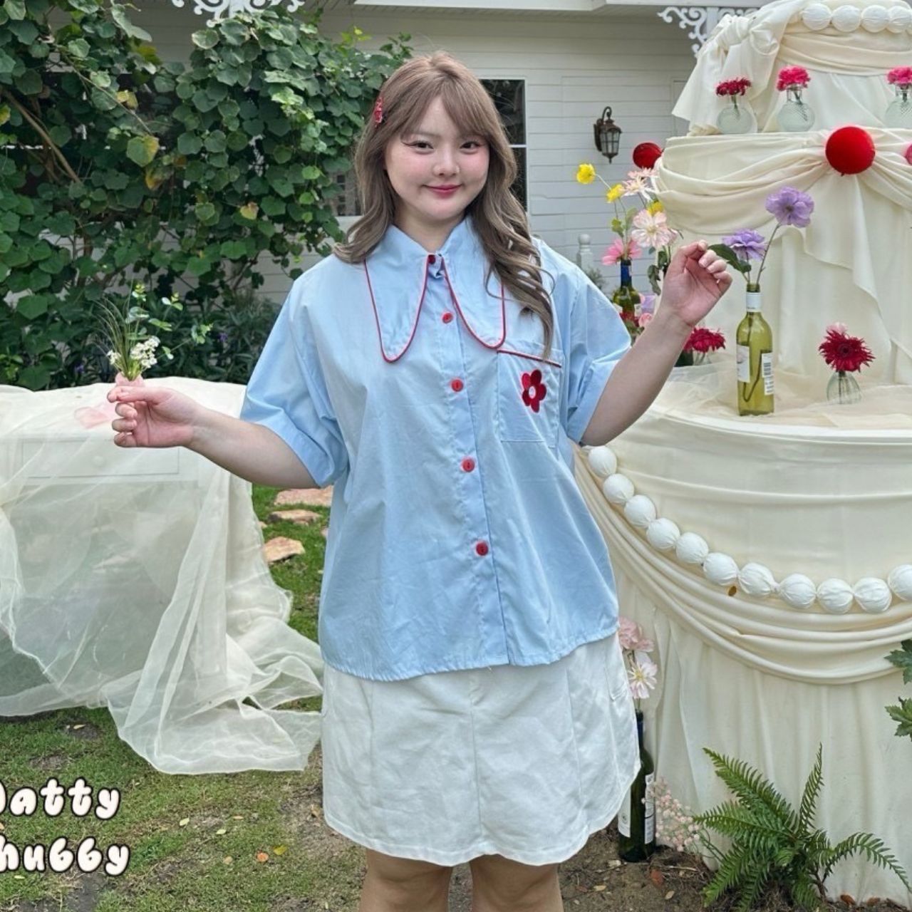 J098 เสื้อเชิ้ต สาวอวบ ปกทรงหูกระต่าย ผ้าคอตตอนเนื้อดี อกได้ถึง 48 นิ้ว (หน้าผ้า50นิ้ว) ดำ ฟ้า เหลือง ขาว อก ได้ถึง48 นยิ้ว หน้าผ้า50นิ้ว