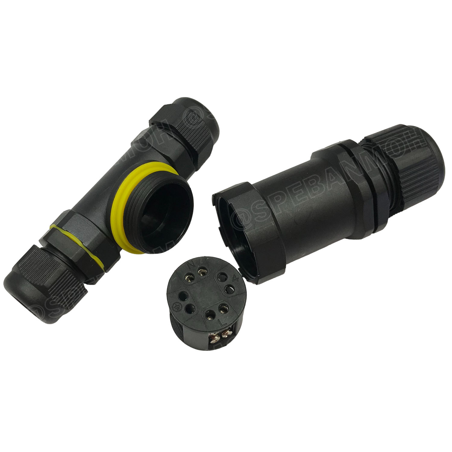 [ 1 ชิ้น ] PGT3-01-02 คอนเน็คเตอร์ กันน้ำ 2P 2x1.5 mm2 10A 250V 3ทาง IP68 Waterproof Connector 3 Way ขั้วต่อสายไฟกันน้ำ ข้อต่อกันน้ำ ขันน็อต ขั้วกันน้ำแบบ T Connector Aviation Plug IP68 ปลั๊กกันน้ำ ข้อต่อกันน้ำ ต่อกลาง ชุดต่อสายไฟ IP 68 กันน้ำ กันฝุ่น