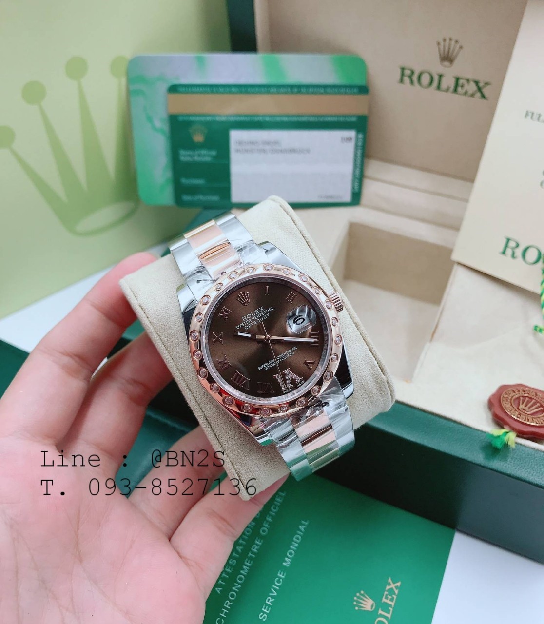 ROLEX DATEJUST Watch หน้าปัดล้อมเพชร มาพร้อมกล่องครบชุดตามรูป