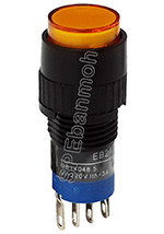 L12A-001-5P-D ไฟ 12VDC สวิทช์กดติด-ปล่อยดับ 12มิล (Momentary) สีเหลือง