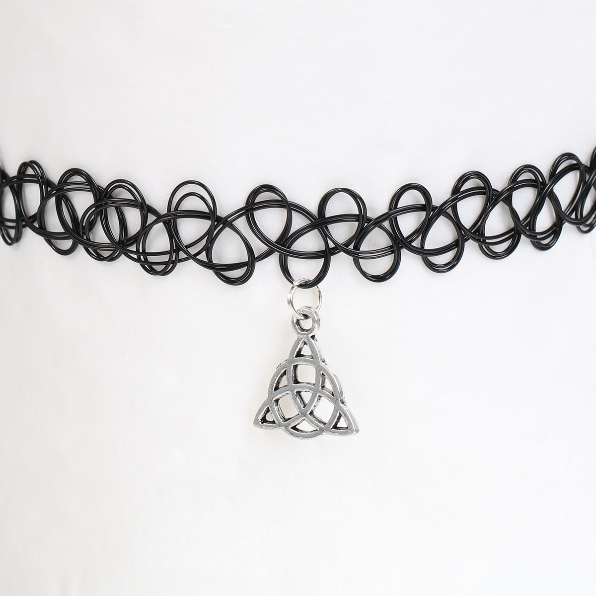 สร้อยคอ Tattoo Choker จี้เงินรูปเซลติก ใส่แล้วเหมือนมีรอยสักรอบคอ ยาว 30 cm 1 เส้น