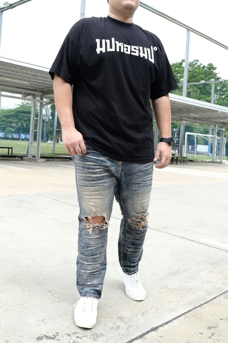 กางเกงยีนส์ ไซส์ใหญ่ ทรงกระบอกเล็ก ผ้ายืด สียีนส์ฟอก กางเกงคนอ้วน ผู้ชายอ้วน 40-50" #JL009