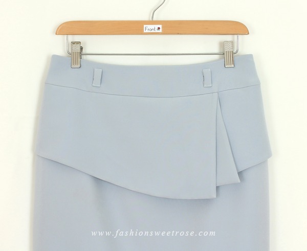 SK-453 กระโปรงแฟชั่น&ทำงาน ทรงสอบ ผ้า Double Twist สีฟ้า