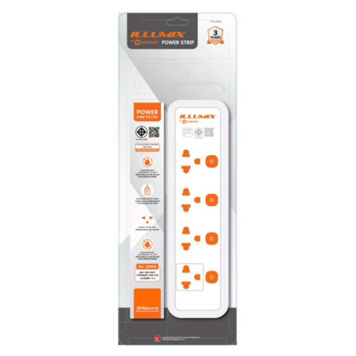 ILLUMIX ปลั๊กไฟ รุ่น 4403S / 4405S 4 ช่อง 4 สวิตซ์ ยาว 3 / 5 เมตร