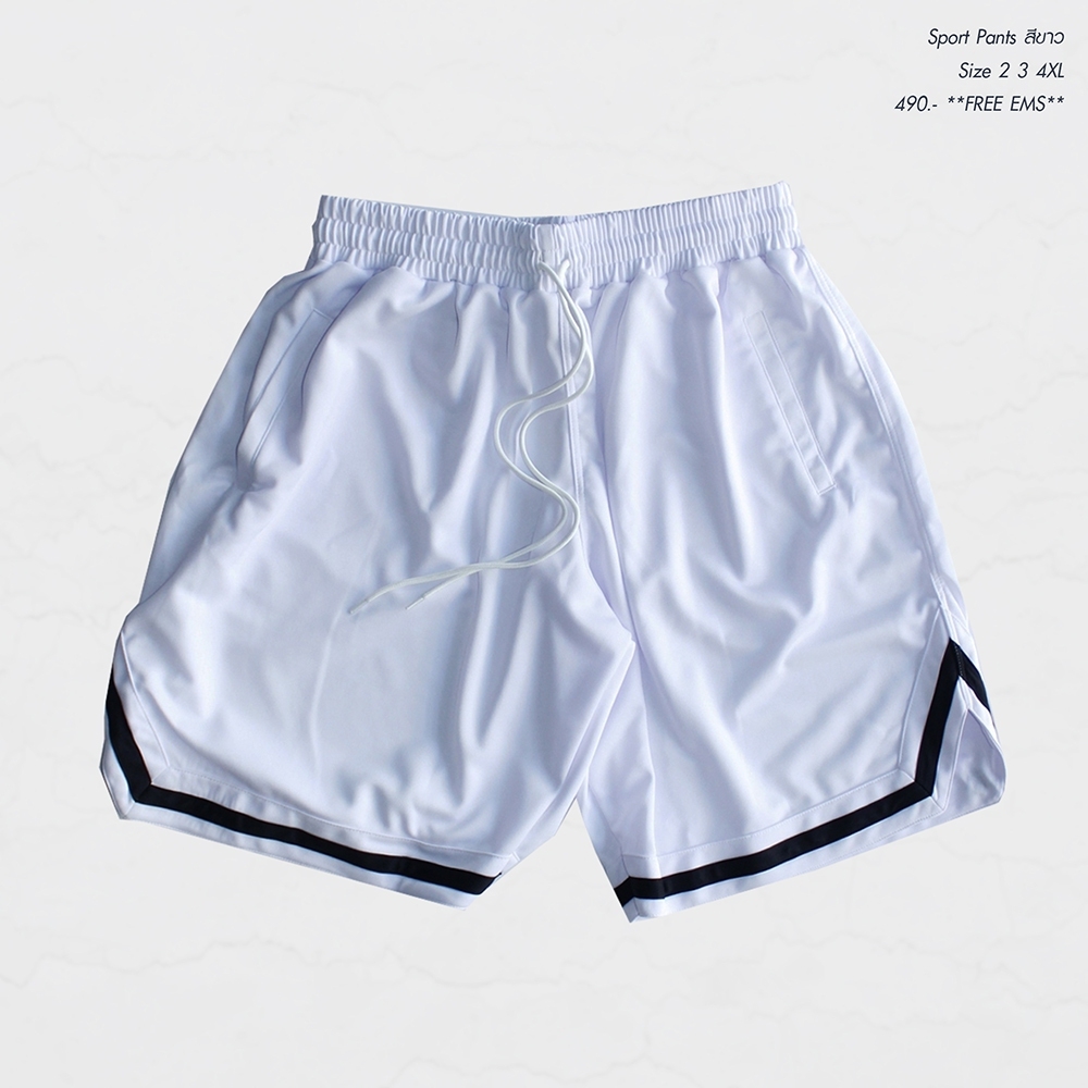 กางเกงวอม Free Size 3ส่วน ผ้าร่ม ใส่ออกกำลังกาย 2XL 3XL 4XL สีขาว