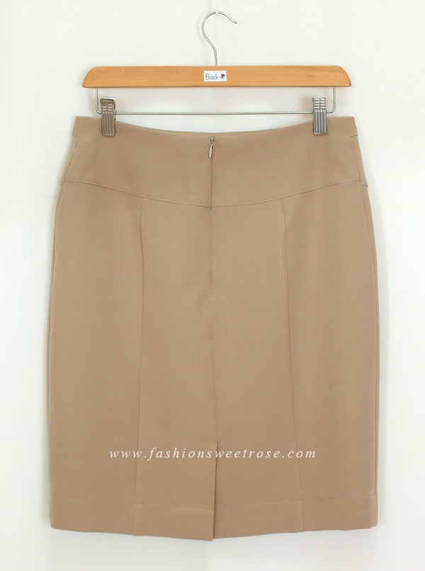 SK-450 กระโปรงทรงสอบ ผ้า Double Twist สี Light Brown