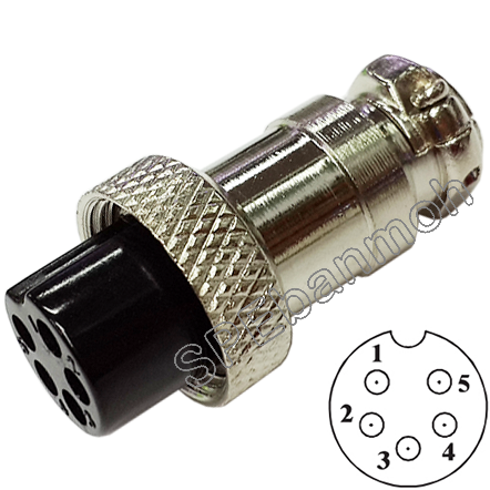 [ 3ชิ้น ] ปลั๊กเหล็ก 5 Pin ต่อสาย PL16-JW-05 ขนาด 16มิล