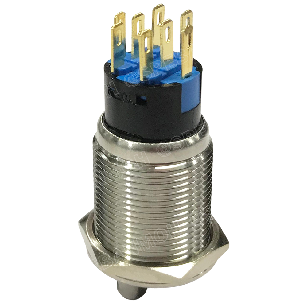 [ 1 ชิ้น ] GQ19-SS-RSJ22 220V 8P ON-OFF-ON 2NO 2NC สวิทช์ เปิด ปิด เปิด แบบบิด สวิทช์บิด ON OFF ON สวิทเหล็กบิด Stainless Switch ON-OFF-ON Selector Metal Switch สวิทช์เหล็ก 19มม สวิทเหล็ก 19มม สวิทบิดเหล็ก 19มม สวิตซ์บิด สวิตช์ เลือก 2 ตำแหน่ง ขนาด 19 มม.