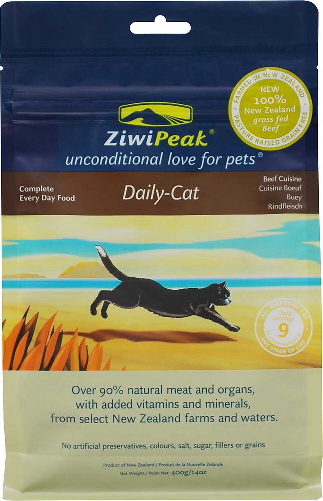 อาหารแมวสุดยอดพรีเมี่ยมจากนิวซีแลนด์ ZiwiPeak Daily-Cat Beef Cuisine Air-Dried Cat Food 400g