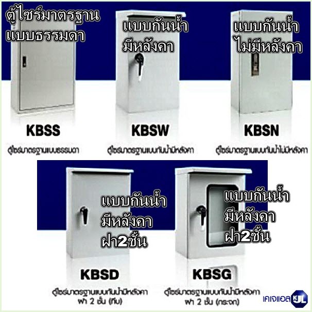 ตู้ไซด์แบบรุ่นธรรมดา แบบกันน้ำมีและไม่มีหลังคา / แบบกันน้ำมีหรือไม่มีหลังคาฝา2ชั้น WALL MOUNTING CABINET (KJL) รุ่น KBSS, KBSW, KBSN, KBSD, KBSG, KBSQ, KBSR series