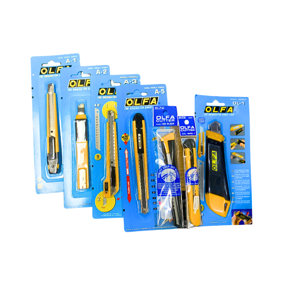 คัตเตอร์ OLFA ใช้สำหรับงานทั่วไป ตัดกระดาษ รุ่น A/A-1/A-2/A-3/A-5/300/SPC-1/180 BLACK/DL-1