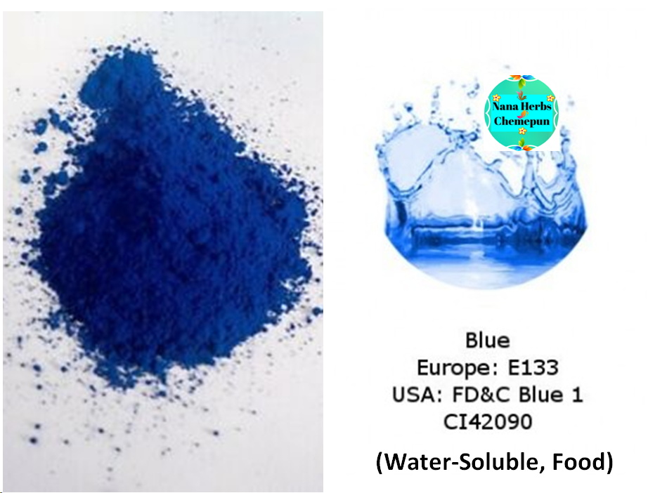 ผงสีน้ำเงิน Brilliant Blue (CI42090) (Water-Soluble, Food) ใช้ในอาหาร, ละลายน้ำ Purify 85-100 %(Powder)