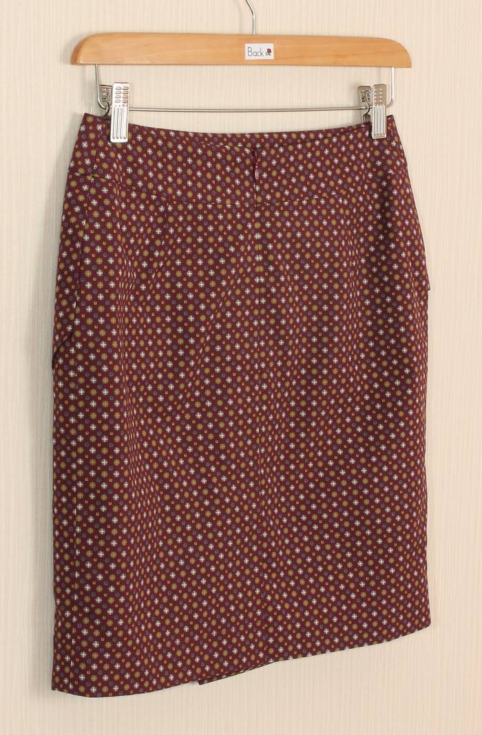 SK-238 กระโปรงแฟชั่น&ทำงาน ทรงสอบ ผ้าคอตตอนญี่ปุ่นพิมพ์ลายกราฟฟิกสีม่วง