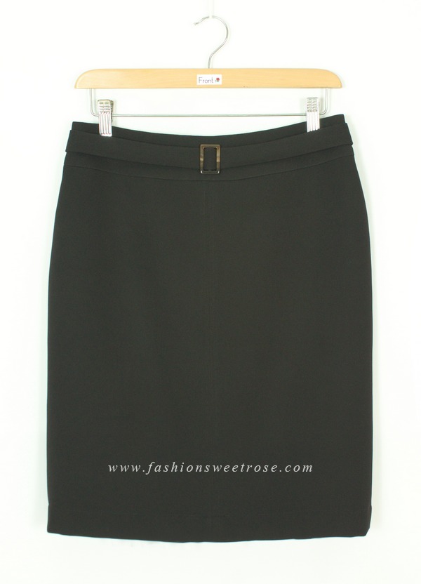 กระโปรงทรงสอบ ผ้า Double Twist สีดำ / SK-459