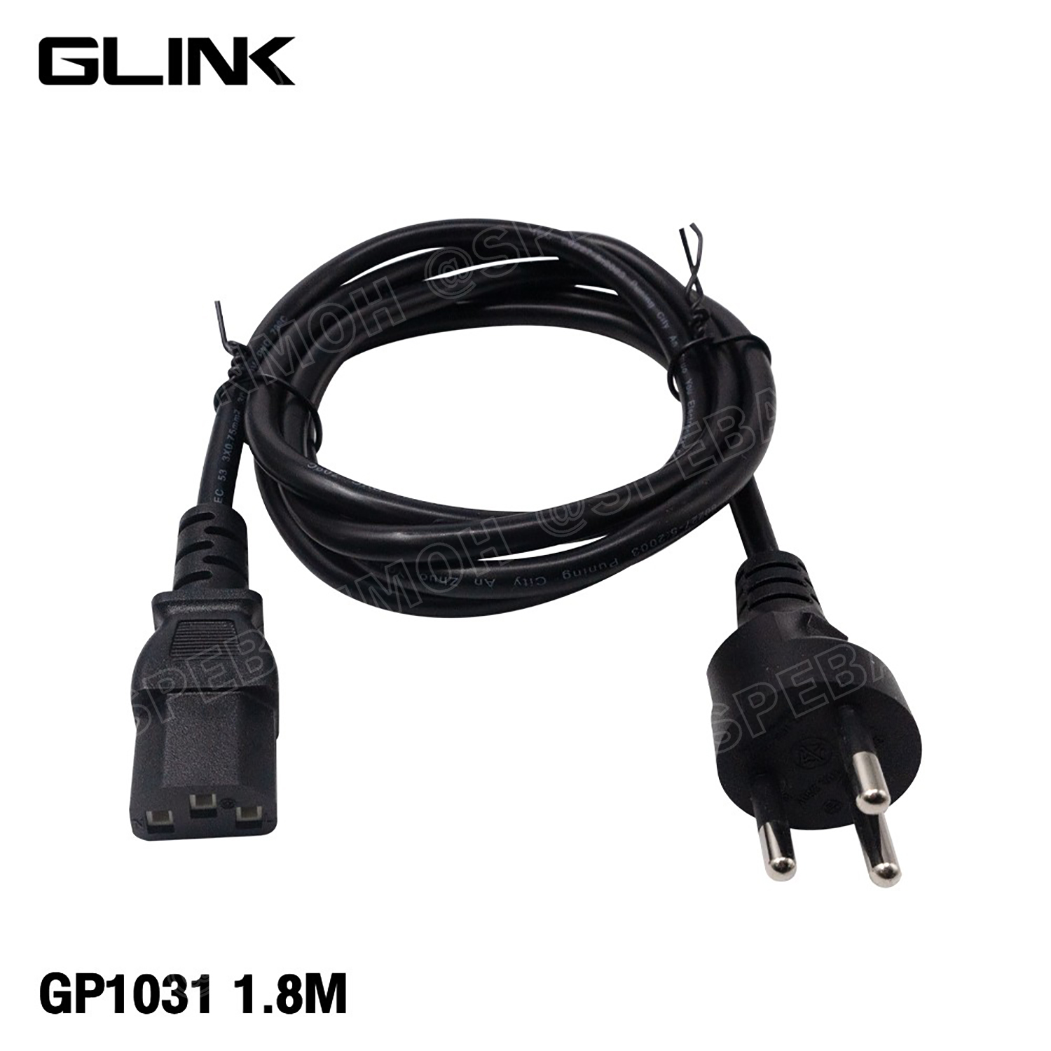 [ 1 เส้น ] GP1031 สายไฟ AC 3ขากลม ขากลม Glink มาตรฐาน มอก. 3C x 0.75 sq.mm 10A 250V สายไฟ AC 3ขา กลม Glink 10แอมป์ TIS GP-1031 IEC 60320 C13 สายหล่อหัว พาวเวอร์คอร์ด เอซีคอม 3ขา กลม ต่อคอมพิวเตอร์ AC Power Cord สายคอมพิวเตอร์ สายพาวเวอร์คอร์ด POWER CORD