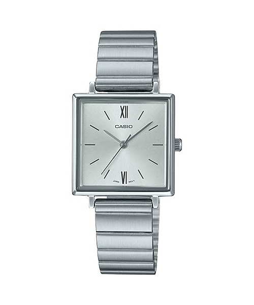 CASIO Standard รุ่น LTP-E155D-7BDF สายสแตนเลส สีเงิน สินค้าใหม่ ของแท้ รับประกันศูนย์ CMG