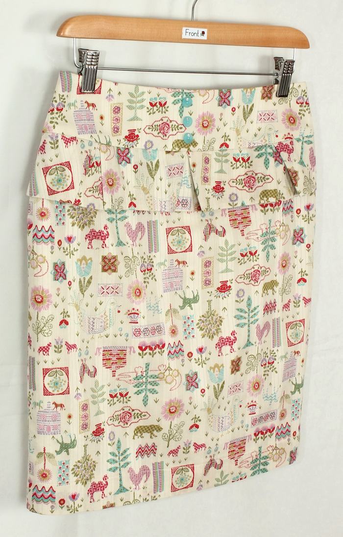 SK-209 กระโปรงแฟชั่น&ทำงาน ทรงสอบ ผ้าคอตต้อนญี่ปุ่นพิมพ์ลายคอสติส