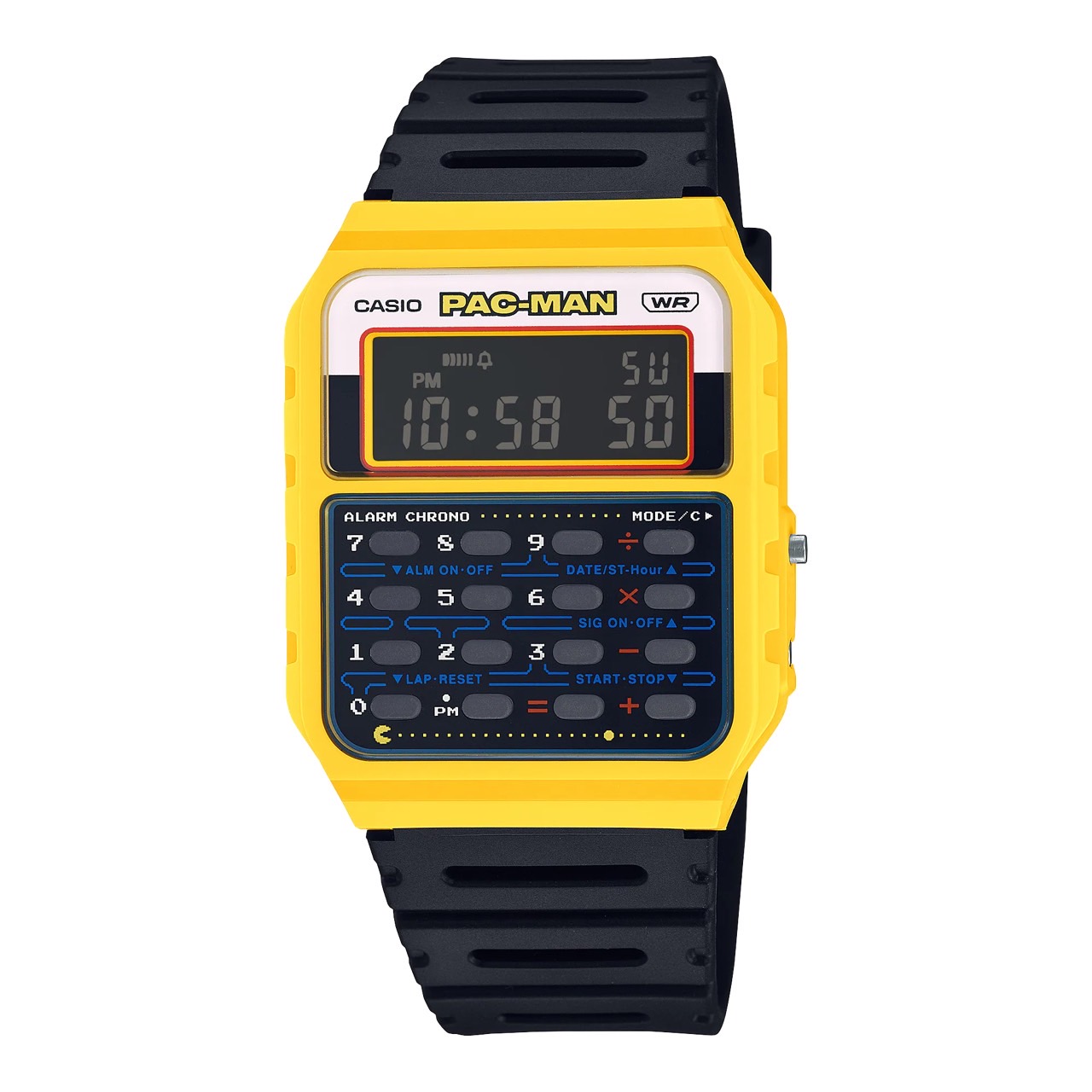 CASIO รุ่น CA-53WPC-1BDR limiited pac man สายเรซิ่น นาฬิกา คิดเลข DATA BANK สินค้าของเเท้ รับประกันศูนย์ CMG 1 ปี
