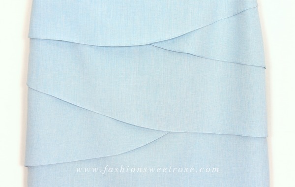 กระโปรงทรงสอบ ผ้าลินินไอริสสีฟ้ามีลายในตัว / SK-462