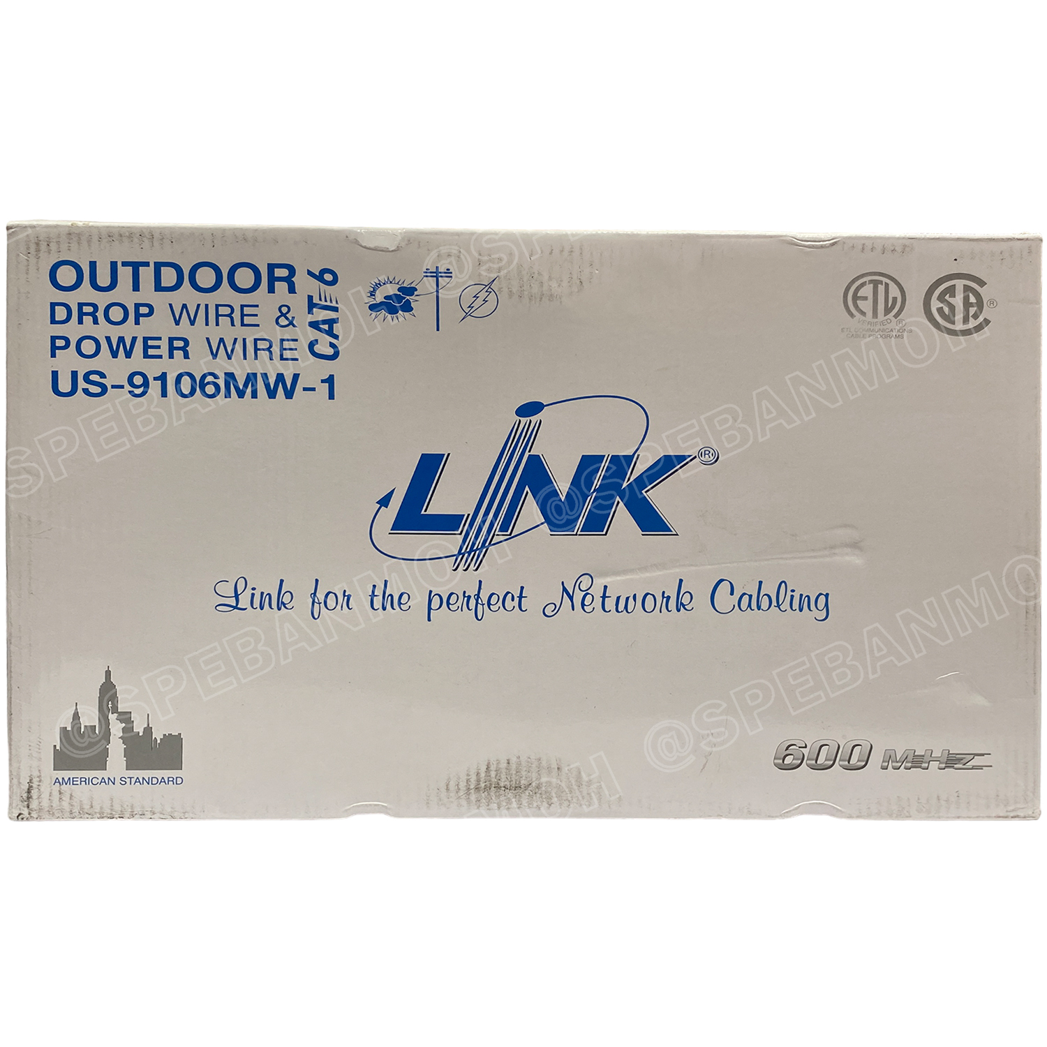 [ 100เมตร ] US-9106MW สายแลน LINK ภายนอก รุ่น US-9106MW CAT6 PE Power + Sling สายสัญญาณอินเตอร์เน็ท มีสายไฟ สลิง Link Lan Cable สายสีดำ CAT 6 UTP Enhanced CABLE 600 MHz PE OUTDOOR+POWER+Drop Wire Color Black CAT6 สายแลน Outdoor
